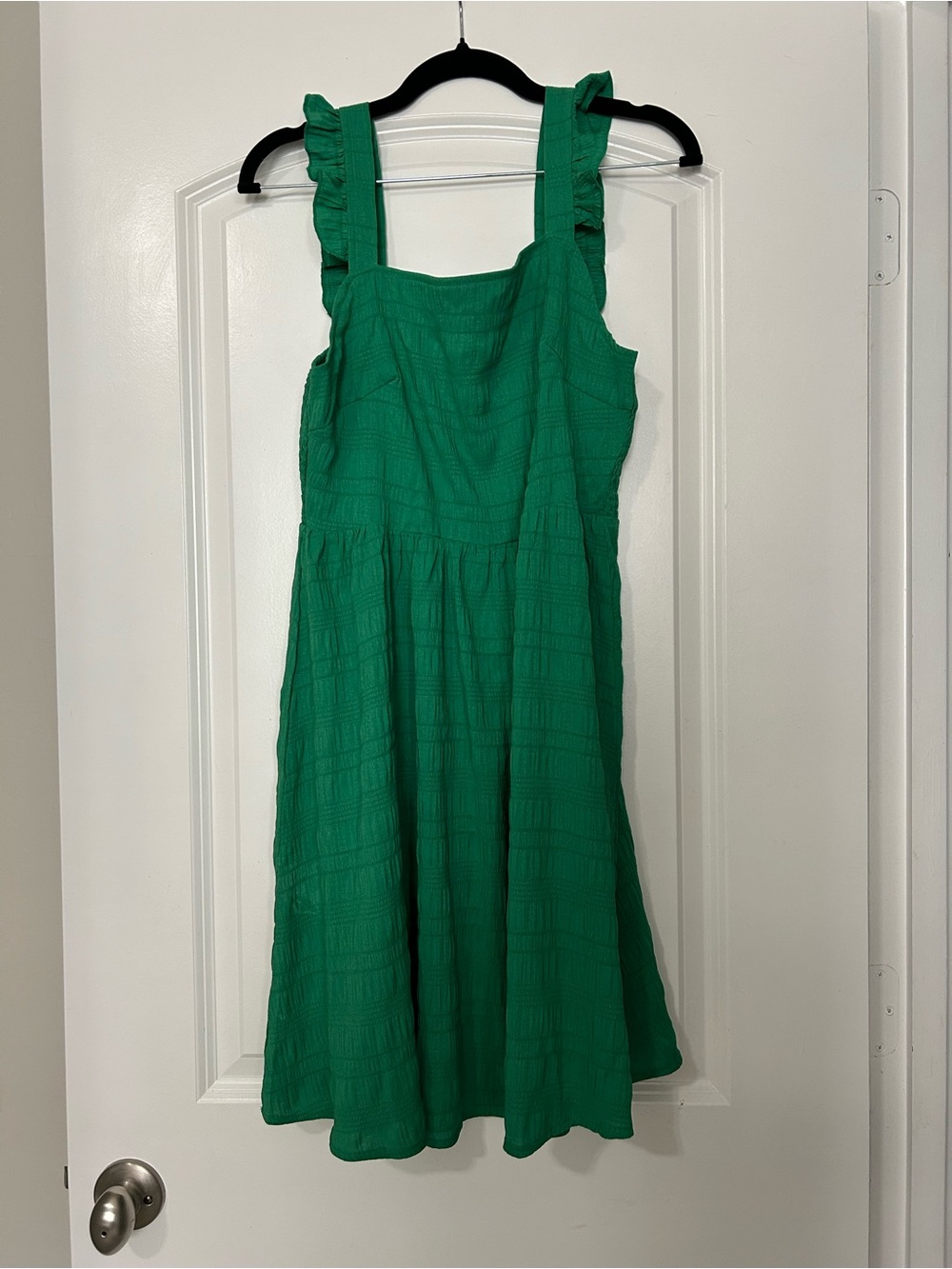 Green Ruffle Strap A-Line Midi Dress